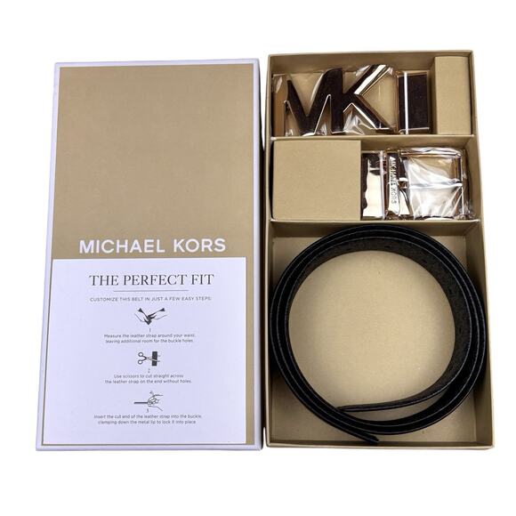 MICHAEL KORS 4-in-1 Reversible Belt. Black Solid Leather and Canvas Logo. NEW! - Picture 10 of 12